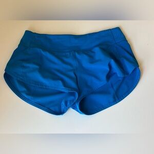 lululemon blue speed up shorts